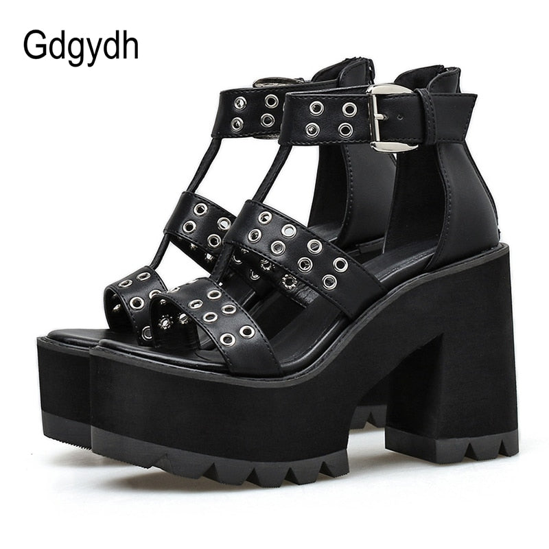 Gladiator Rock Style Block Heels