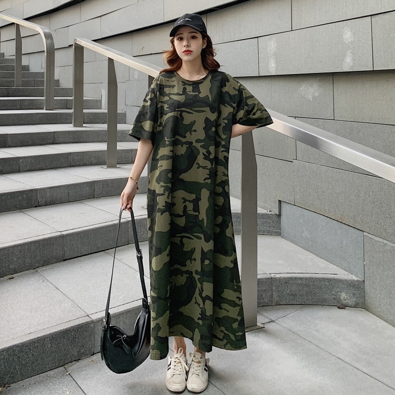 Loose Maxi Camouflage Dresses