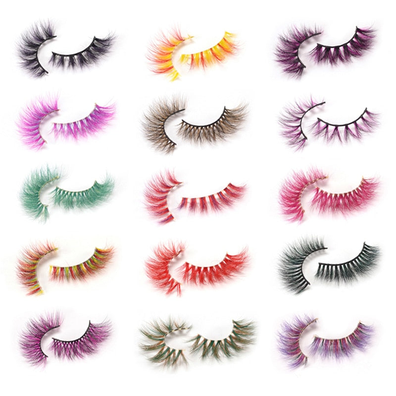 3D 5D Real Mink Strip Fake Colored Eyelashes