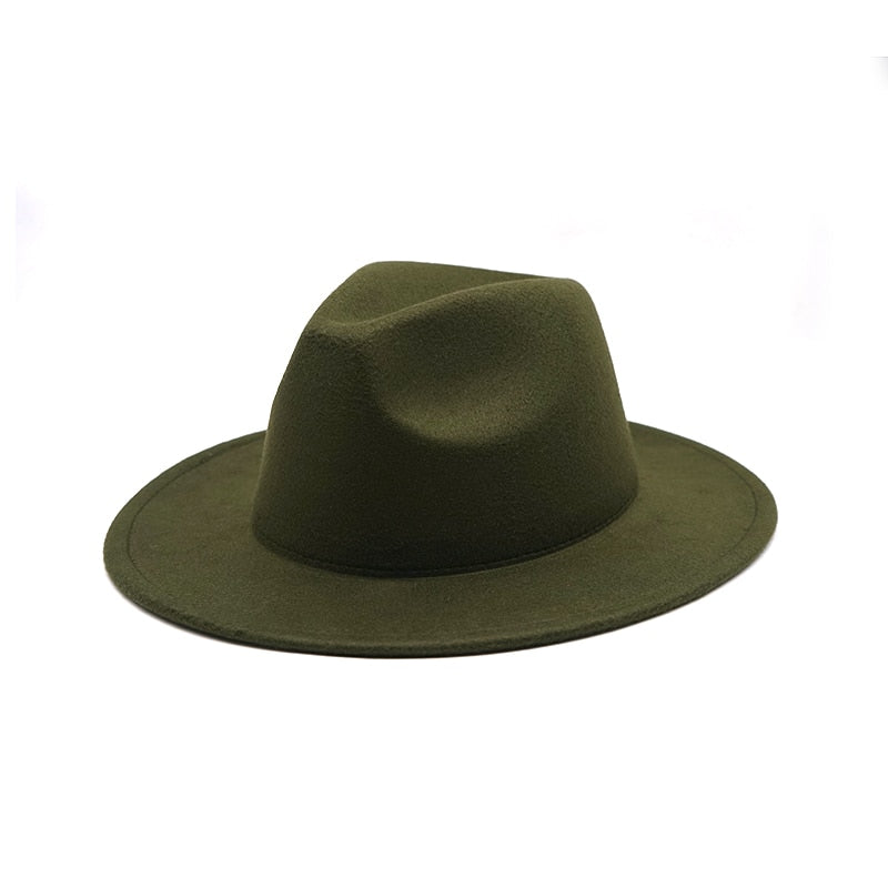 Unisex Solid Color Big Brim Fedoras