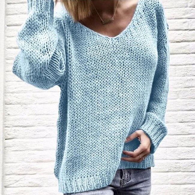 V-neck Knitted Loose Sweater