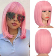 Synthetic Shoulder Length Bob Wig with Bangs