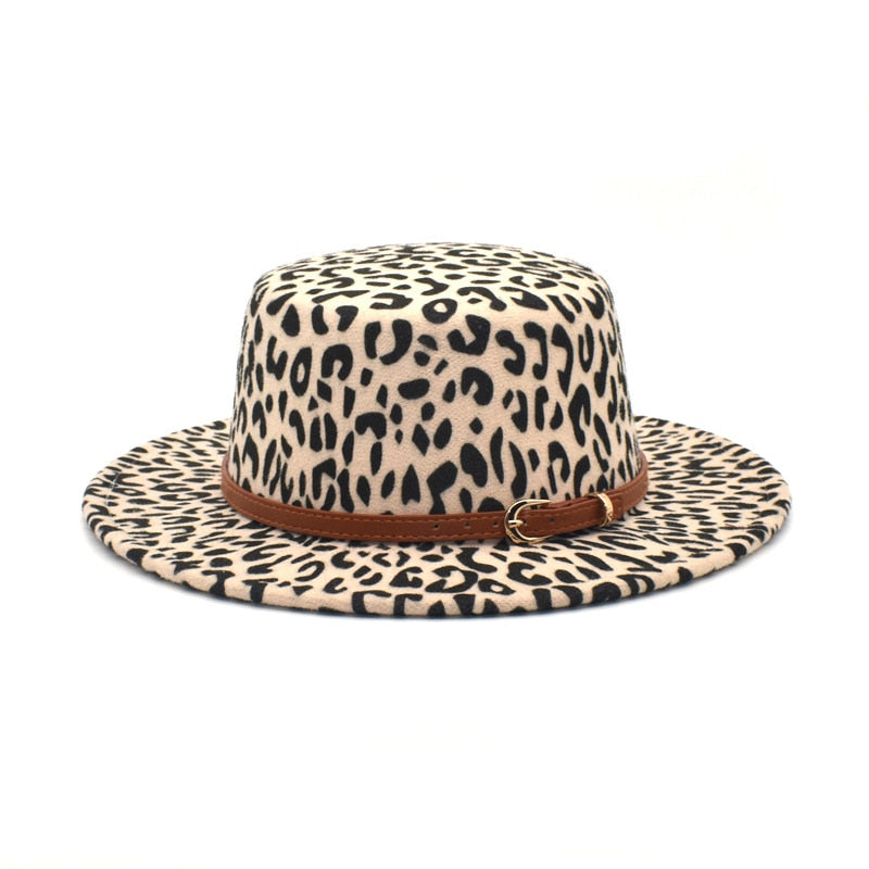 Leopard Print Wide Brim Fedora