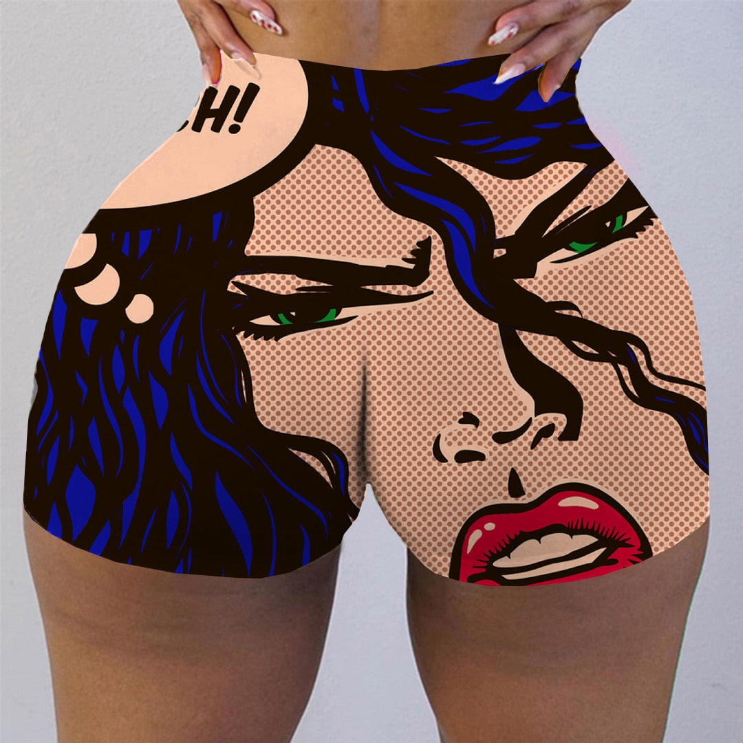 High Waist Graphic Print Shorts