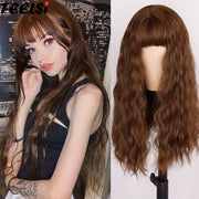 FEELSI Synthetic Pure Long Water Wave Halloween Wig