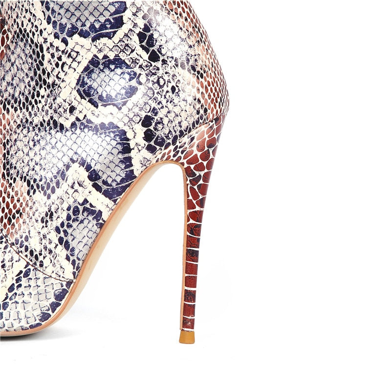 Pointed Toe Snake Print Stilettos