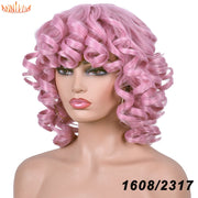 Short Curly Afro Wig with Bangs High Temperature Fiber