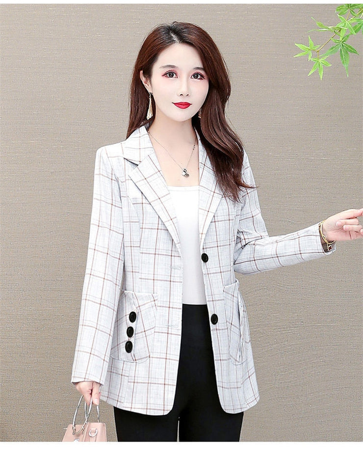 Thin Slimming Plaid Business Blazer