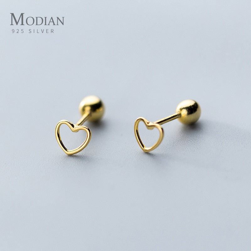 Modian 100% Sterling Silver Classic Heart Earrings