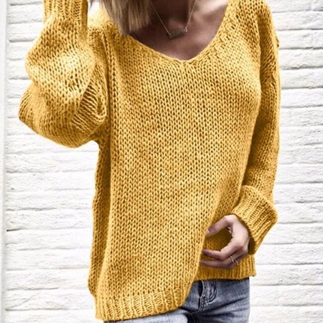 V-neck Knitted Loose Sweater