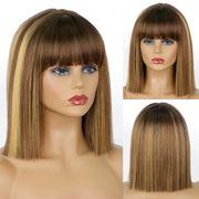 Synthetic Shoulder Length Bob Wig with Bangs