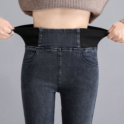 Blue Denim Pencil Stretch Pants