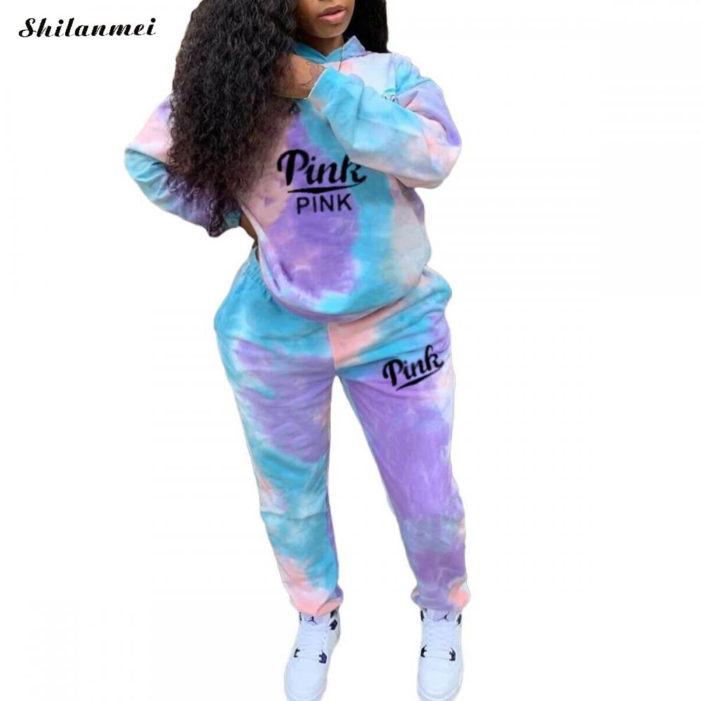 Pink Tie Dye 2pc Tracksuits Suits