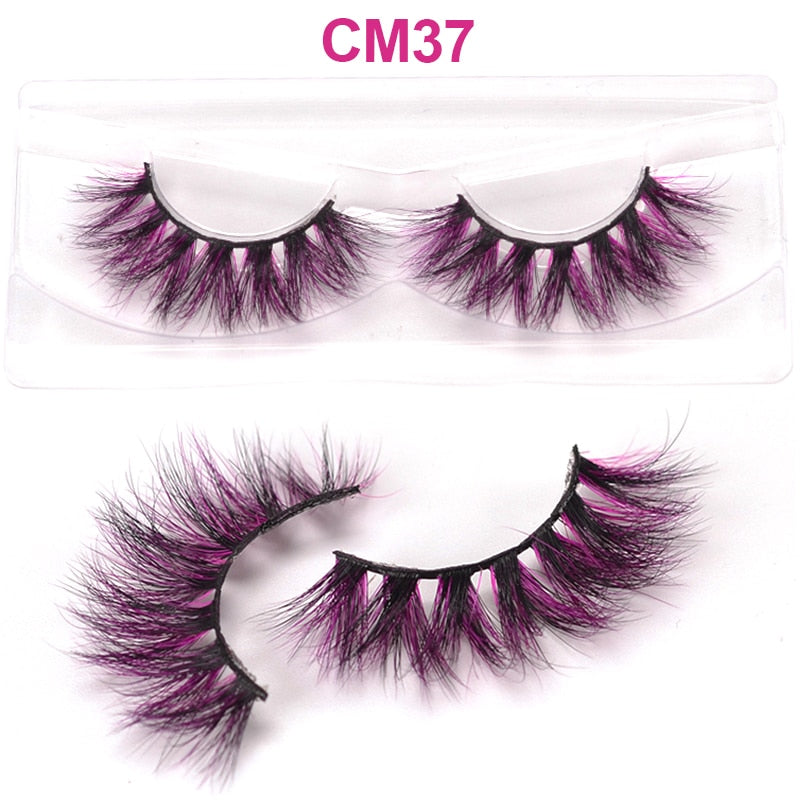 3D 5D Real Mink Strip Fake Colored Eyelashes