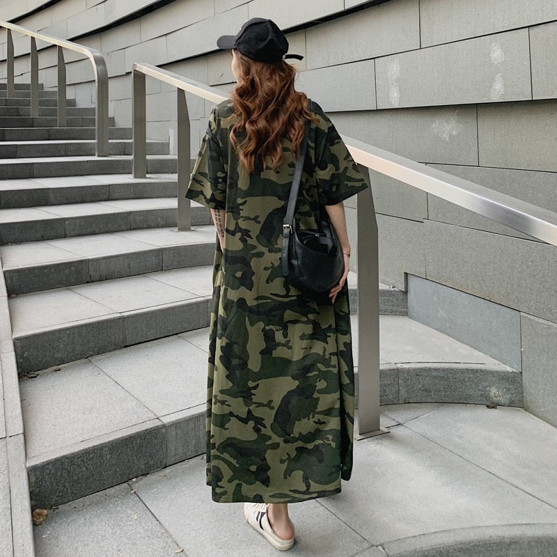 Loose Maxi Camouflage Dresses