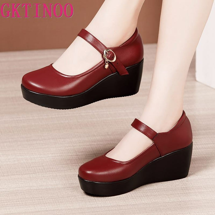 Leather Platform Wedge Soft Sole