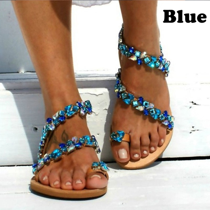 Gladiator Flat Crystal Sandals