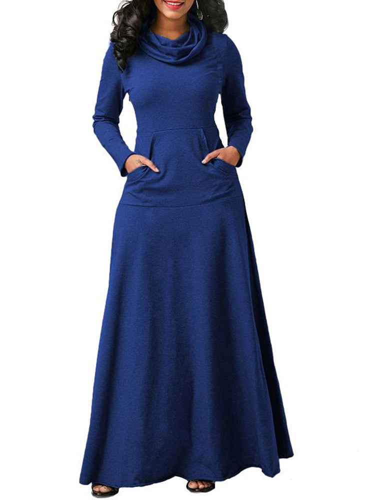 Bow Neck Long Vintage Maxi Dresses