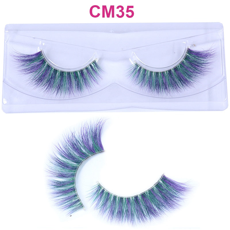 3D 5D Real Mink Strip Fake Colored Eyelashes