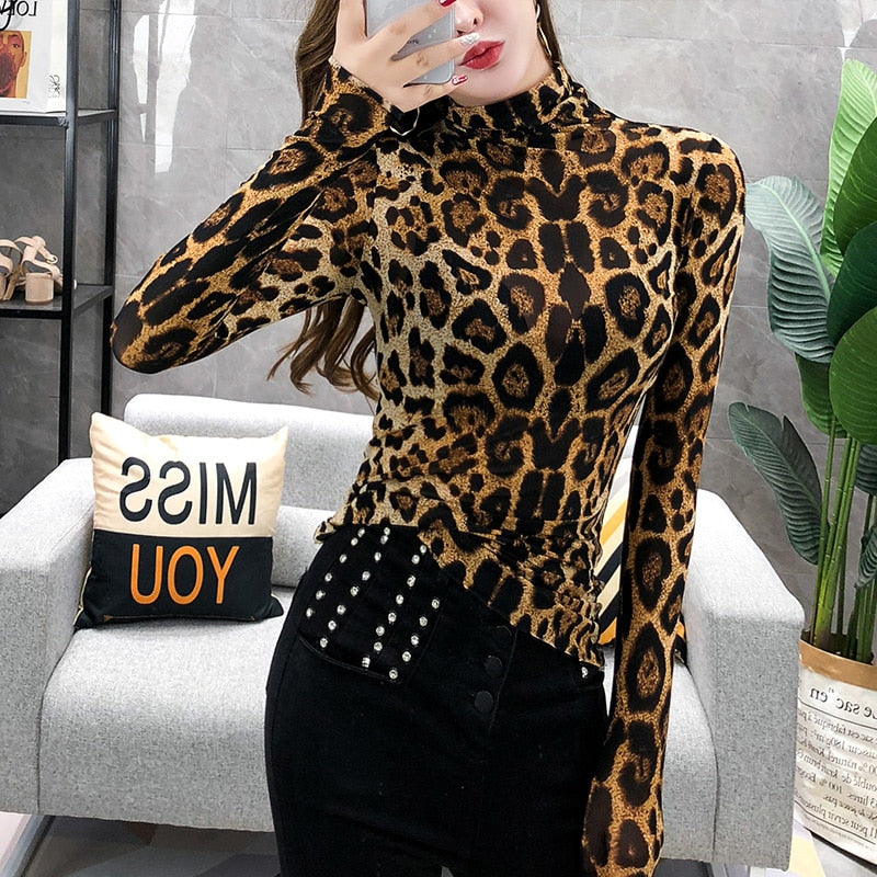 OL Leopard Turtleneck Blouse