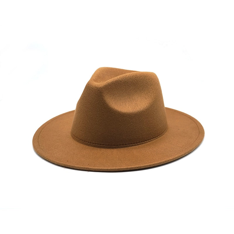 Unisex Solid Color Big Brim Fedoras