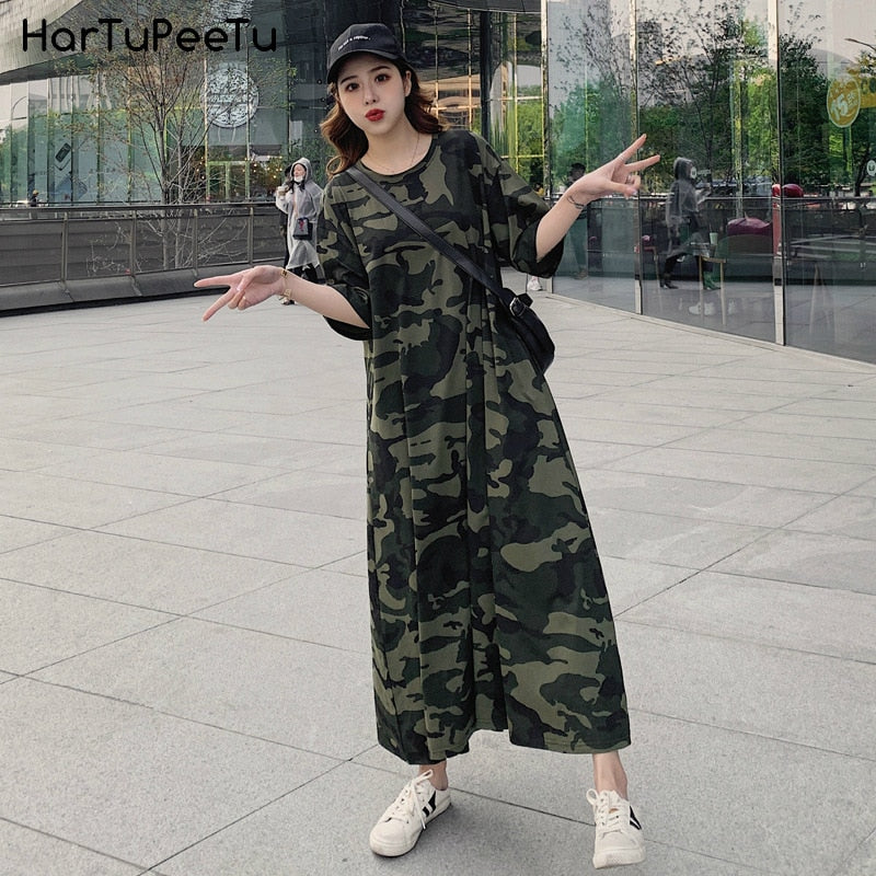 Loose Maxi Camouflage Dresses