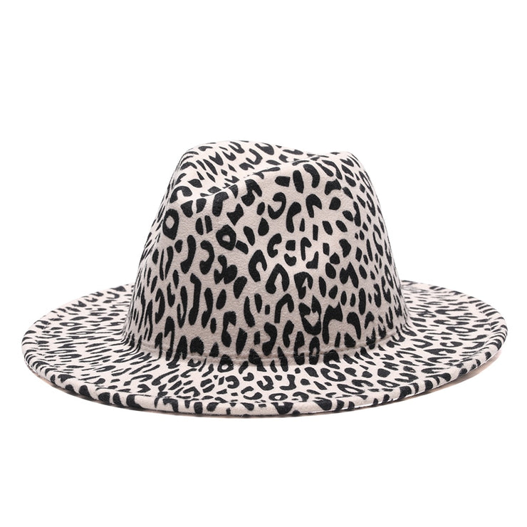 Leopard Print Wool Felt Fedora Hats