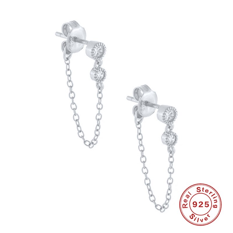 CANNER  100% Sterling Silver Chain Stud Earrings