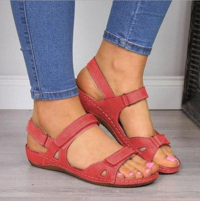 Buckle Strap Snakeskin Casual Sandals