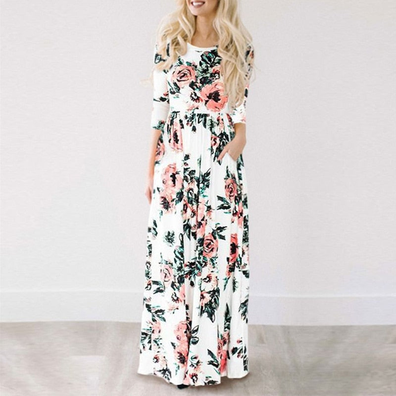 Floral Print Long Maxi Dresses