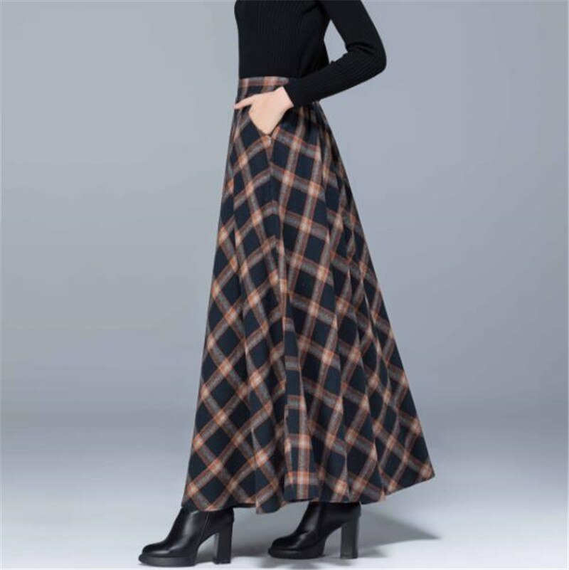 High Waist Wool Maxi Skirts