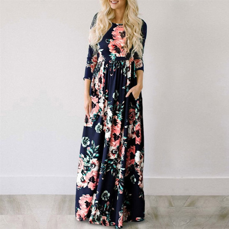 Floral Print Long Maxi Dresses