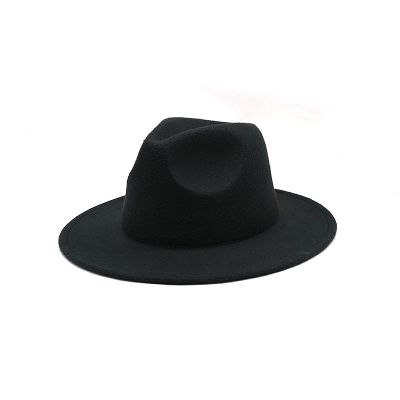 Unisex Solid Color Big Brim Fedoras