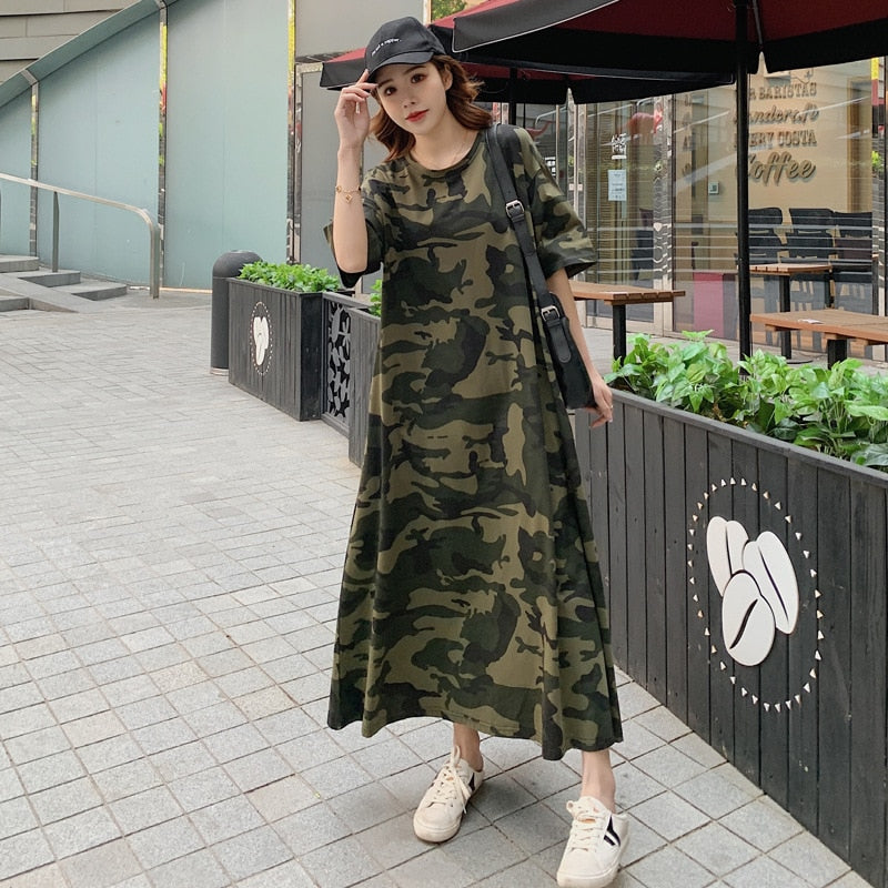 Loose Maxi Camouflage Dresses