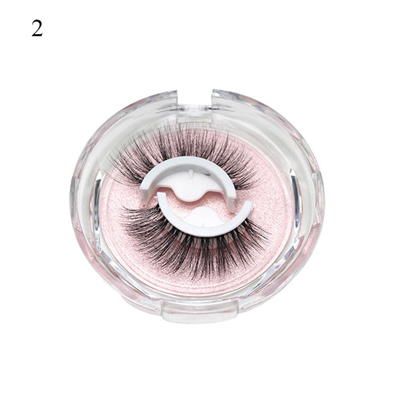 1pair Self-adhesive False Eyelashes Glue Free 3d Strip