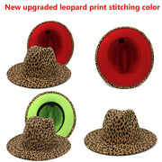 Leopard Print Wool Felt Fedora Hats