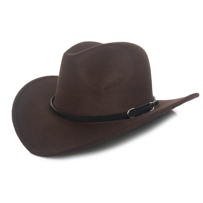 Unisex Large Wave Brim Cowboy Fedoras