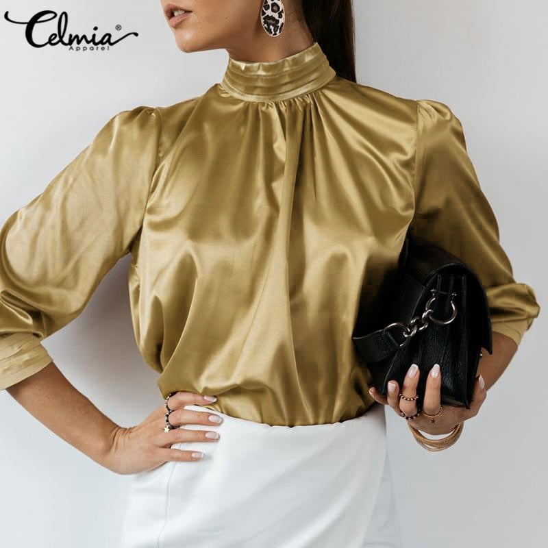 Silk Lantern Sleeve Blouses