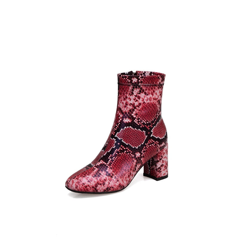 Snake Print Ankle Boots