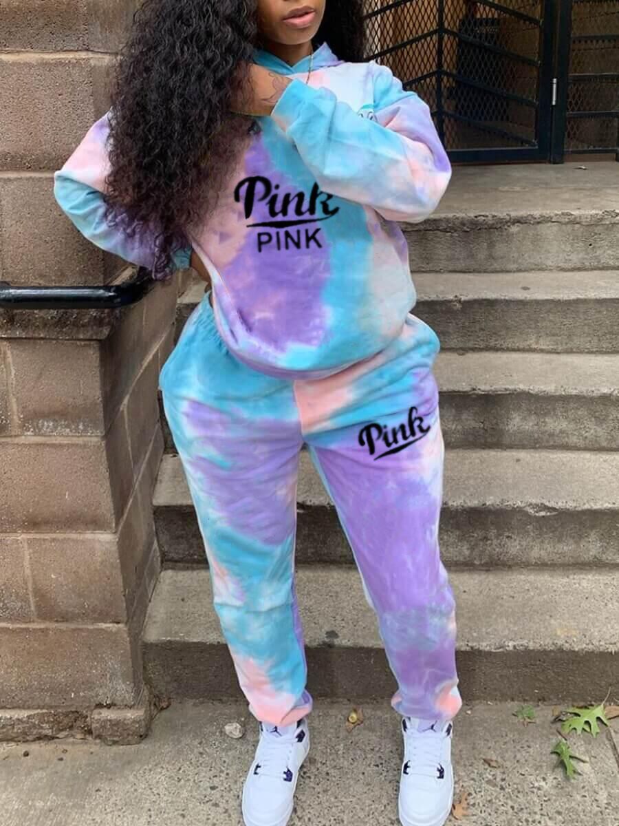 Pink Tie Dye 2pc Tracksuits Suits