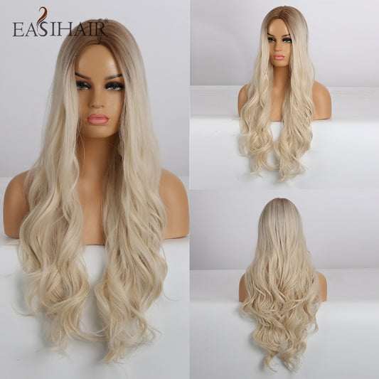 EASIHAIR Long Wavy Blonde Heat Resistant Synthetic Wigs