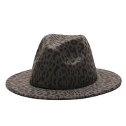 Leopard Print Wool Felt Fedora Hats