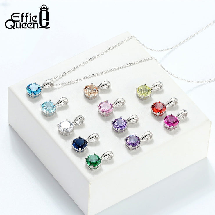 Effie Queen 100% Sterling Silver Birthstone Necklaces