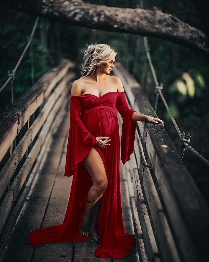 Shoulder less Maternity Gown