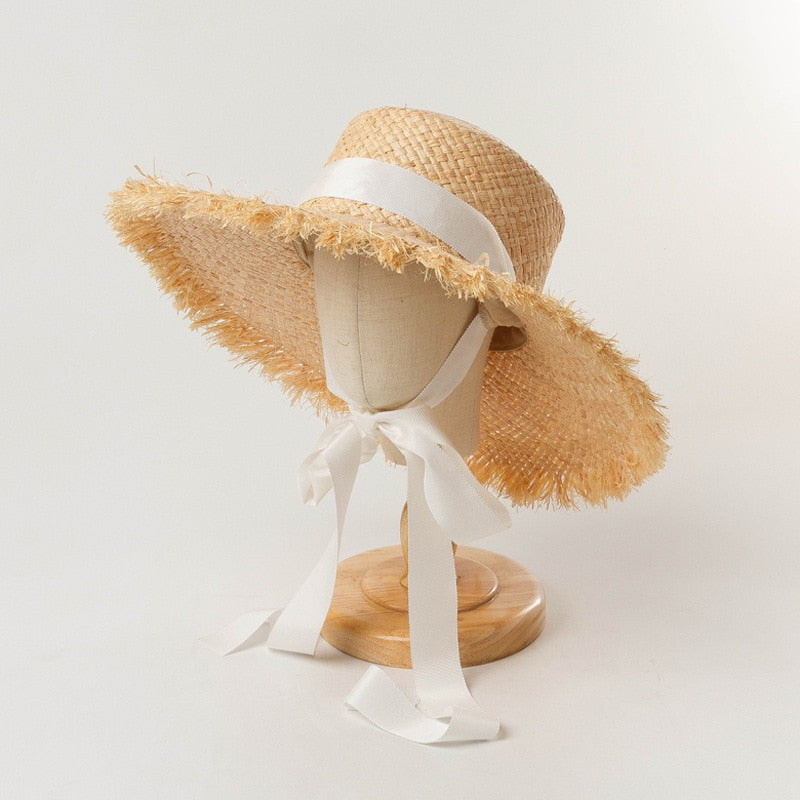 Women & Kids Ribbon Girl Summer Beach Hats