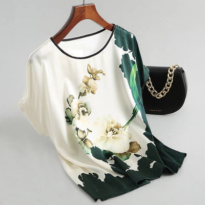 Satin Floral Print Blouses