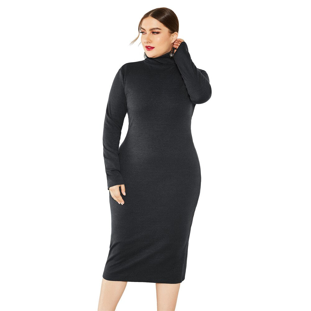 Knitted Turtleneck Bodycon Sweater Dresses