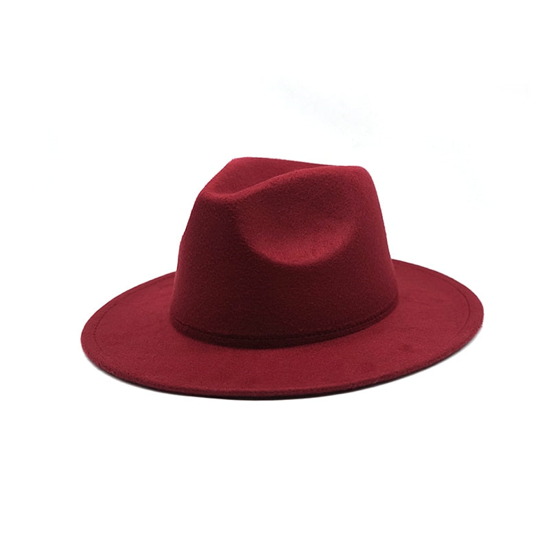 Unisex Solid Color Big Brim Fedoras