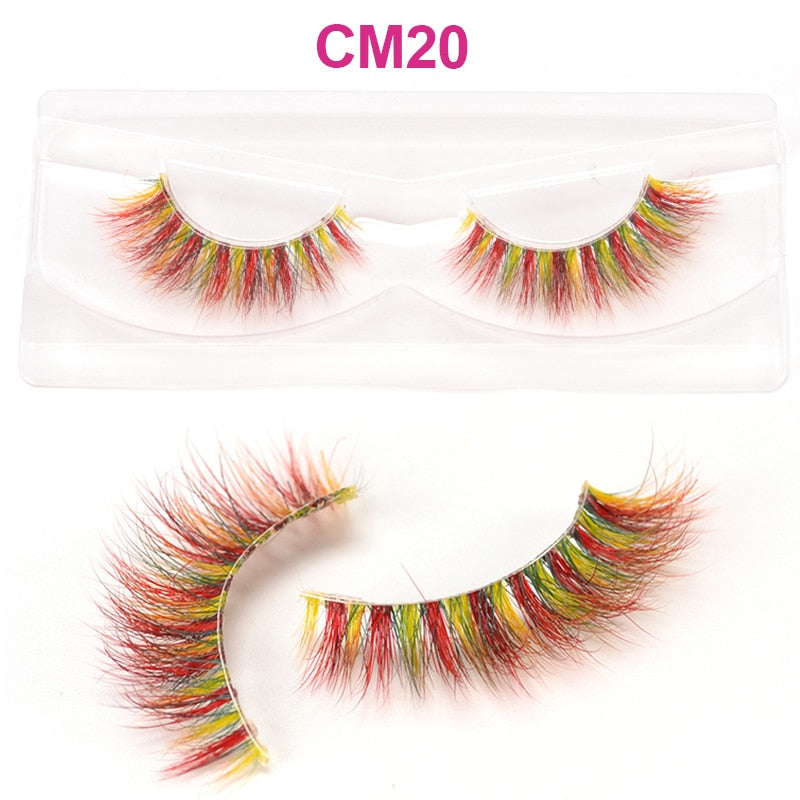 3D 5D Real Mink Strip Fake Colored Eyelashes