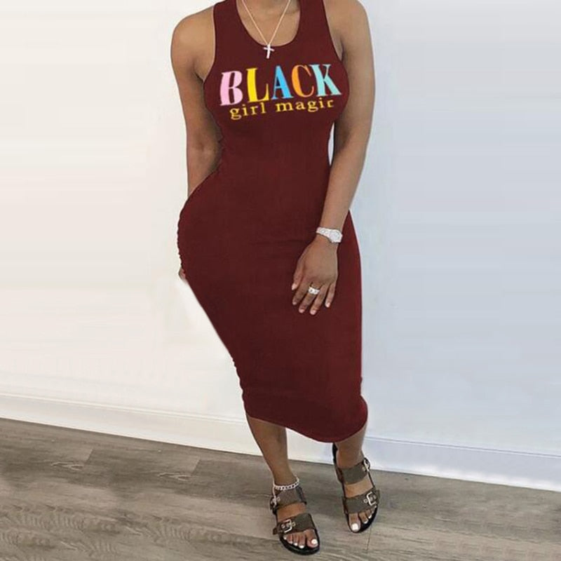 (Black-Girl-Magic) Sleeveless Bodycon Dresses